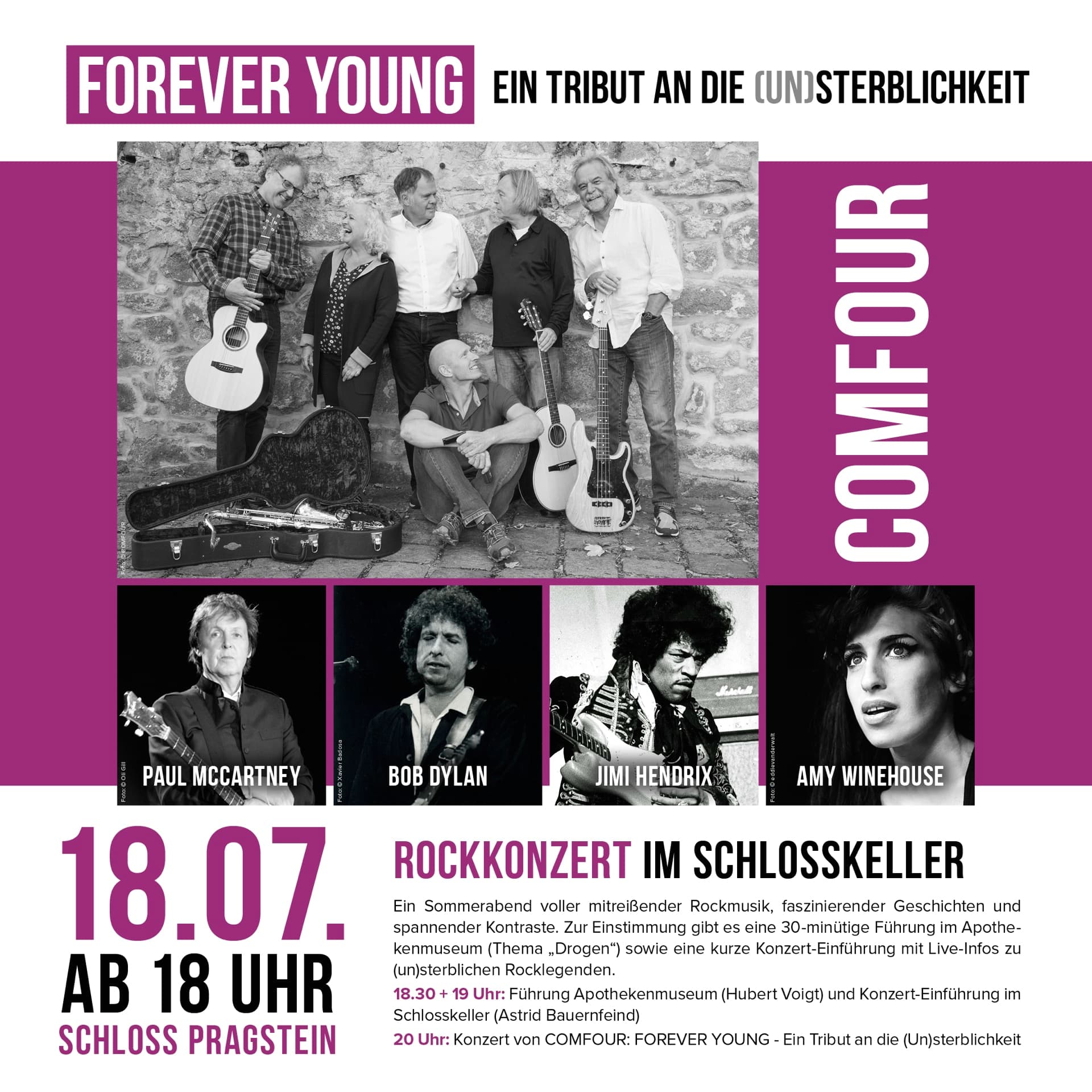 Forever Young Rockkonzert im Schlosskeller mit COMFOUR